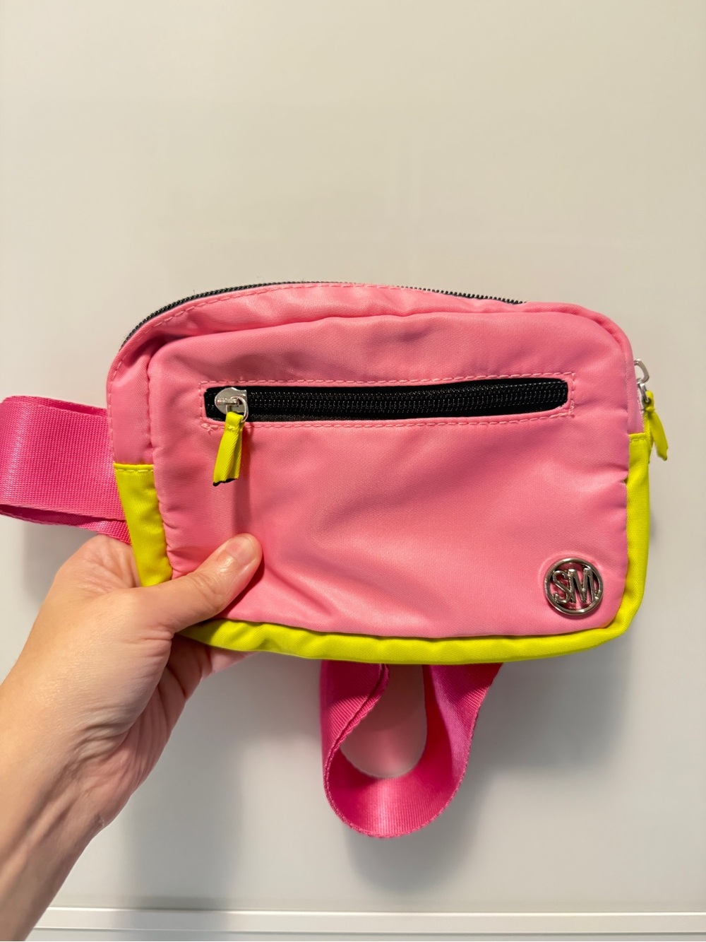 Steve Madden Pink and Neon Yellow Belt Bag